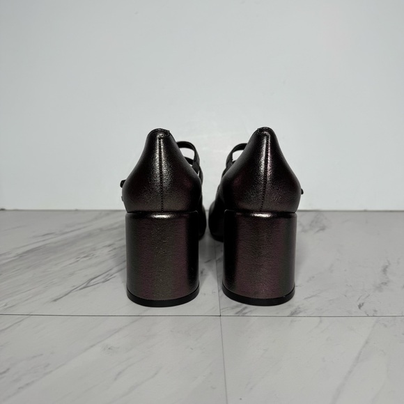 Jeffrey Campbell Tierz Pewter Iridescent Faux Leather Mary Jane Pump 7 1/2 - Picture 3 of 14